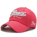 Hot pink cotton baseball cap featuring Beer 32 FL OZ white 3D embroidery detail - Adjustable / Watermelon Red