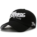 Classic black cotton baseball cap with white 32 FL OZ embroidery in vintage American style - Adjustable / Black with White Embroidery