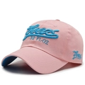 Gorra de béisbol de algodón rosa con bordado azul Trees 32 FL OZ y visera curvada - Ajustable / Rosa