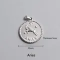 Detail of 25mm Aries zodiac pendant in stainless steel showing 3mm thickness and reliefs - Aries Zodiac Sign Pendant (P00051S)