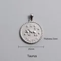 Macro detail of Taurus zodiac pendant with 25mm diameter and 3mm thickness measurement - Taurus Zodiac Sign Pendant (P00052S)