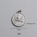 Close-up of 25mm stainless steel Leo zodiac pendant showing embossed lion design and 3mm depth - Leo Zodiac Sign Pendant (P00055S)
