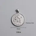 Detail of 25mm silver Libra zodiac pendant with 3mm thickness and textured finish - Libra Zodiac Sign Pendant (P00057S)
