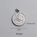 Detailed view of Scorpio zodiac pendant with 25mm diameter and 3mm thickness specs - Scorpio Zodiac Sign Pendant (P00058S)