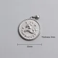 Detailed view of silver Capricorn pendant showing 25mm diameter and 3mm thickness dimensions - Capricorn Zodiac Sign Pendant (P00060S)