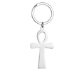 Dettaglio portachiavi a croce Ankh in argento in acciaio inossidabile - Argento (Portachiavi Ankh A)