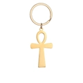Dettaglio di un portachiavi in acciaio inossidabile dorato con simbolo egiziano Ankh - Oro (Portachiavi Ankh B)