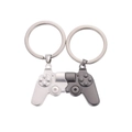 Pair of metal game controller keychains in silver and dark grey for gift and accessories - Silver and Black Handle