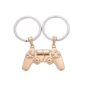 Golden split gamepad game controller keychain set for couples on white background - Gold Handle