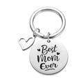 Portachiavi in acciaio inox con incisione Best Mom Ever e ciondolo a cuore - Stile Con Cuore