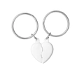 Détail de porte-clés magnétiques en forme de cœur pour couples en blanc poli - Paire de Coeurs Blancs