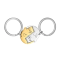 Close-up of interlocking gold and silver cat keychains in Yin Yang pose for couples - Gold and Silver Splicing Cat Pair