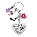 Portachiavi Just Be Yourself in acciaio inox con chitarra viola e ciondoli musicali a cuore - Ciondolo Musicale Just Be Yourself