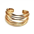 Bracciale rigido multistrato in oro lucido con design avvolgente minimalista - 003 Oro-Avvolgimento Multistrato