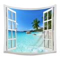 Bohemian wall tapestry with 3D window sea view beach and tropical palm trees print - 73X95CM / 3D Window Sea View (GT103514)/Brushed Fabric