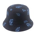 Damen Fischerhut in Schwarz mit blauen Schmetterlingen für Sonnenschutz im Sommer - 58cm / Blau