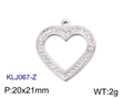 Herzanhänger aus Edelstahl in Silber mit weißen Kristallen, Größe 20x21mm und Gewicht 2g - Silberner Strass-Herz-Stil (KLJ067-Z)