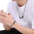 Punk style dragon bone link chain jewelry set with double head clasps for men - Style 1 Steel / Bracelet 22cm