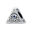S925 sterling silver evil eye triangle charm with blue gemstone for DIY bracelets - All-Seeing Eye-Triangle (SCC1567)