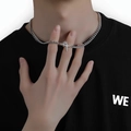 Collana da uomo in acciaio al titanio con catena cubana e pendente stella-croce - Stile in Lega (L159-A)