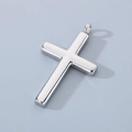 Colgante de cruz de acero inoxidable plateado pulido en estilo vintage minimalista de 18K - Colgante de Cruz (Sin Cadena) / Color Acero