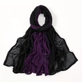 Detail of soft black and purple gradient modal scarf showing lightweight breathable fabric - 2# Black + Deep Purple