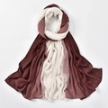 Detail of soft gradient modal hijab scarf with smooth color transition and neat edge stitching - 7# Red Coffee + Rice