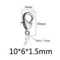Detailansicht der Abmessungen von 10x6mm polierten Edelstahl-Karabinerverschlüssen - 100 Stück/Packung-10mm