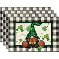 Lot de 4 sets de table en lin Saint-Patrick avec gnome, trèfle et voiture - Design Gnome (1) / 30x45cm