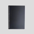 Cubierta de cuaderno A5 B5 negra mate en PP esmerilado con agujeros estándar - A5-20 Agujeros / Negro (2 hojas sin clips)
