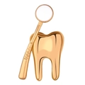 Creative gold tooth and dental mirror enamel pin for fashion clothing accessory - Tooth and Mirror Set / Gold