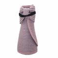 Detail of a portable, foldable straw sun hat in light purple with a black bow ribbon - Light Purple