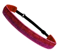 Pink and red gradient glitter elastic headband for kids with adjustable black strap - Pink Red Gradient