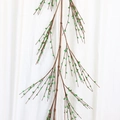 Artificial green berry stem branch for DIY Christmas home decoration on white fabric - 110cm / Green