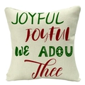 Linen Christmas pillow case in beige featuring red and green Joyful festive lettering - Artistic Greetings (YMD34-31)