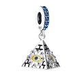 Pyramid charm in S925 silver with blue and yellow zircon featuring the All-Seeing Eye - Pyramid Charm