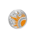 Detail showing orange sun and silver star charm with side star cutouts and zircon - Sunlight Ray Charm