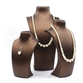 Three-piece set of brown tiered portrait bust stands for necklace jewelry display - L-Shape Champagne Gold - Small 3-Piece Set / 12.5*23cm