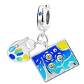 Detail of artistic palette and starry night painting charms with colorful zircons - Van Gogh Starry Sky