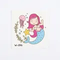 Waterproof cartoon mermaid tattoo sticker for kids with jellyfish and sea stars - Mermaid with Jellyfish (W-096)