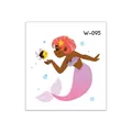 Cartoon mermaid tattoo sticker featuring pink hair and purple tail on white background - Pink Hair Chocolate Mermaid (W-095)