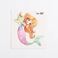 Mermaid watercolor temporary tattoo sticker with orange hair and purple gradient tail - Watercolor Dreamy Mermaid (W-087)