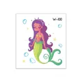 Cartoon mermaid temporary tattoo sticker with purple hair and crown, style W-100 - Purple Hair Crown Mermaid (W-100)