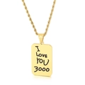 Collana in acciaio inossidabile dorato con ciondolo I LOVE YOU 3000 per coppie - Rettangolare Oro (Stile B Oro KP94095)