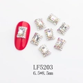 Detail of 6.5x8.5mm crystal nail charms with silver frames and colorful rhinestones - Silver Frame Transparent Rectangle Style (5203)
