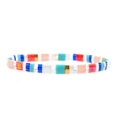 Bohemian multi-color Tila bead bracelet with colorful rectangular enamel blocks - Pink/Orange/Blue/Cyan/White/Gold