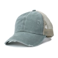 Gewassen paardenstaart trucker pet in olijfgroen met ademend mesh en distressed details - Verstelbaar / Grijs
