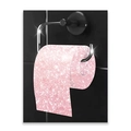 Detail von rosa Glitzer-Toilettenpapier auf schwarzem Halter für Badezimmer-Wandkunst - 15x20cm (Kern) / Rosa Glitzer Toilettenpapier (LY187-6)