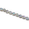 Silver stainless steel chain with iridescent blue faceted beads for DIY jewelry making - Multicolor 8mm