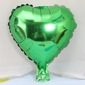 10-inch heart-shaped green foil balloon with metallic luster on white textured cloth - 10 Inch Green Heart